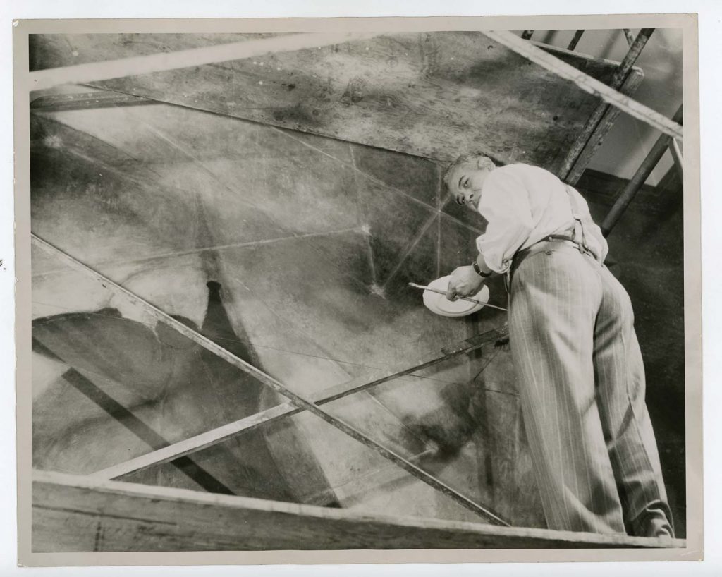 Rufino Tamayo trabajando en _El hombre_