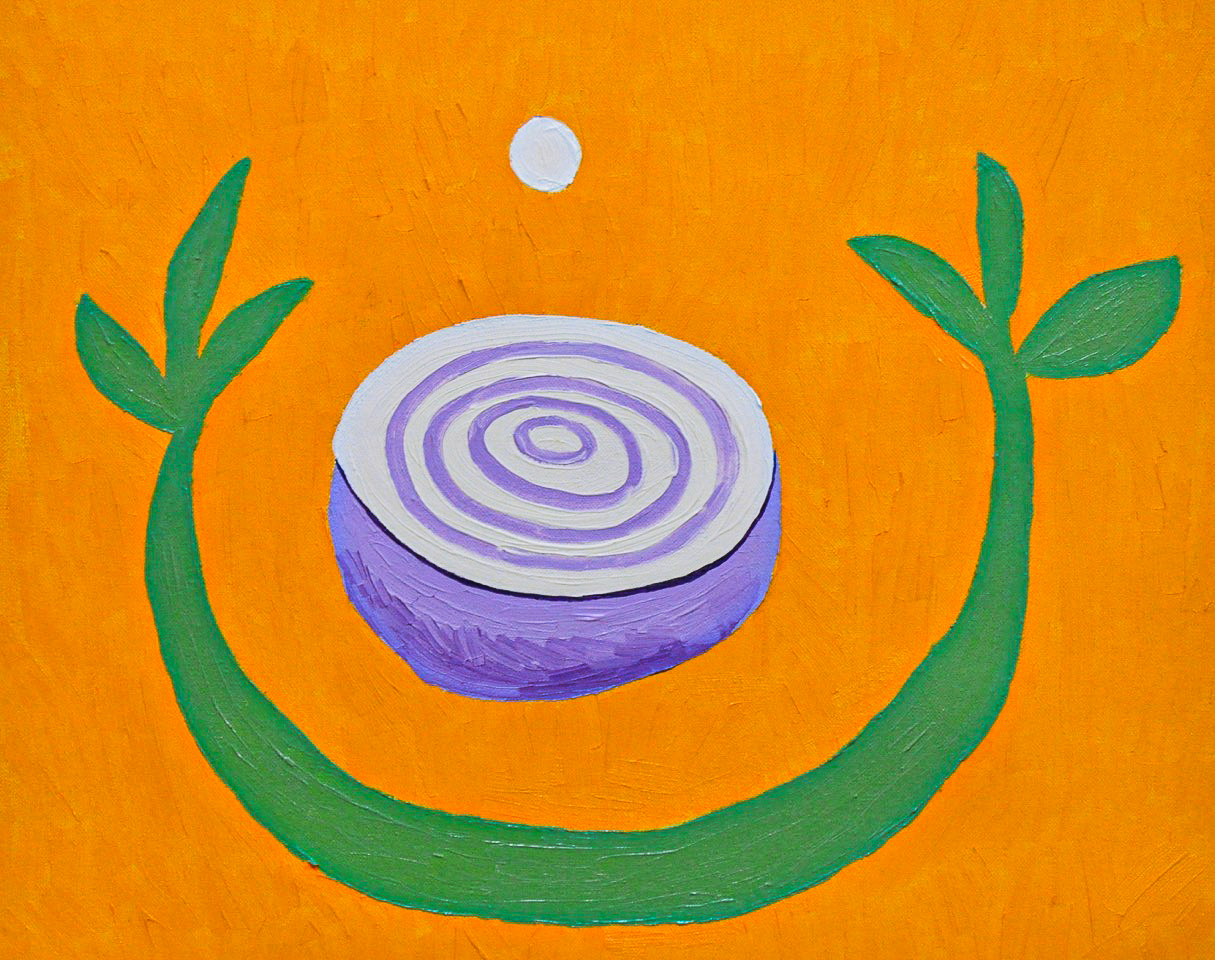 Cebolla y judía verde, 2022 Óleo sobre lienzo, 33x41 cm